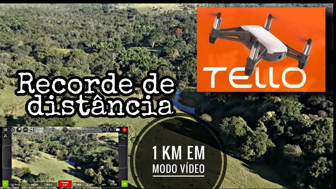 RECORDE DE DISTANCIA Dji Tello MODO VIDEO A 1 KM - Interferência ZERO