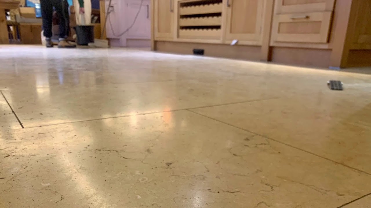 Limestone floor refurbishment and polish