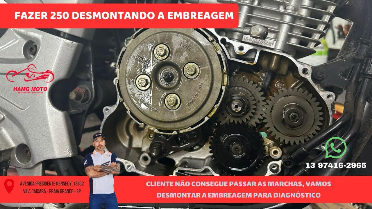 Desmontando embreagem da Fazer 250 que não passa as marchas