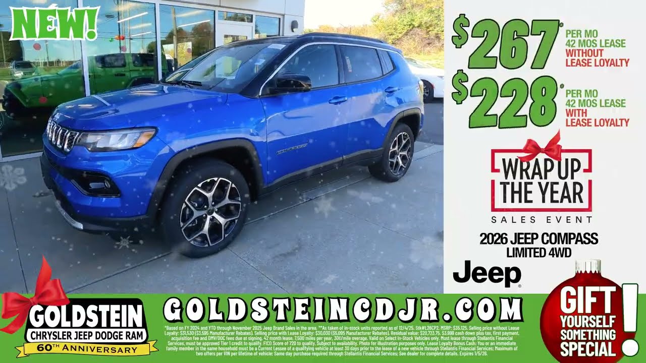 Lease just $267 per month 42 months 2026 Jeep Compass Limited 4WD - Offer Exp 1/5/26*