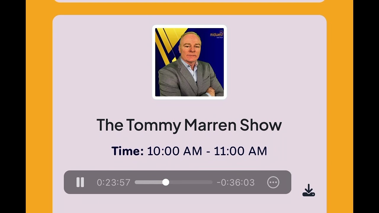 Tommy Marren Show. MidWest Radio - Road Safety Tips - Darren Forde 