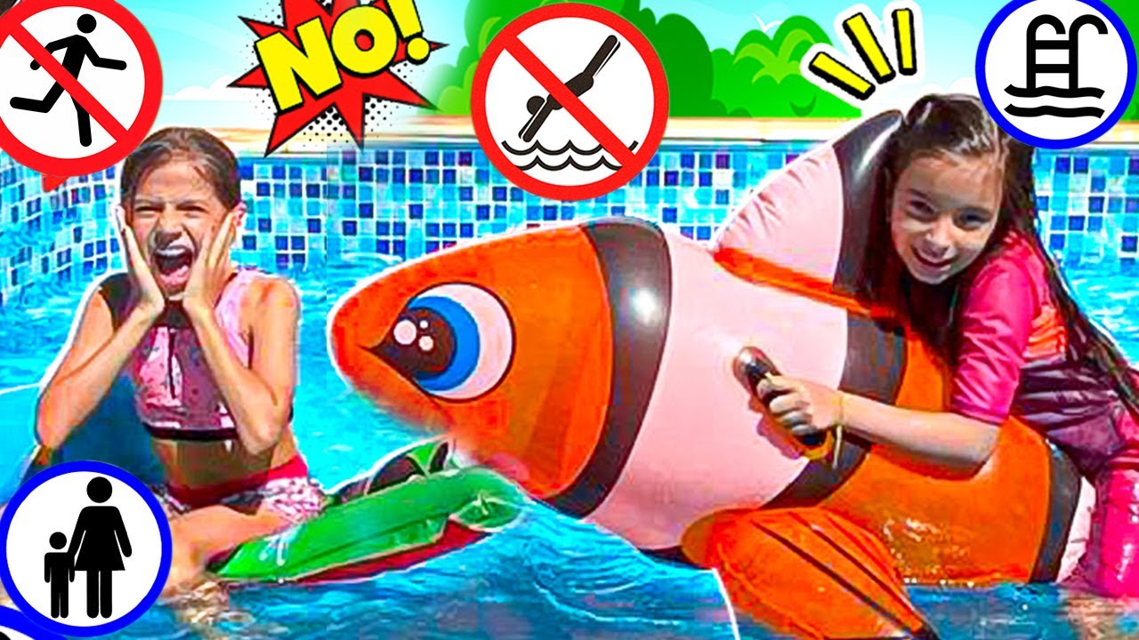 Laurinha e Jessica em as Regras de Segurança na Piscina | Jéssica Godar e Laurinha e Helena e Gab