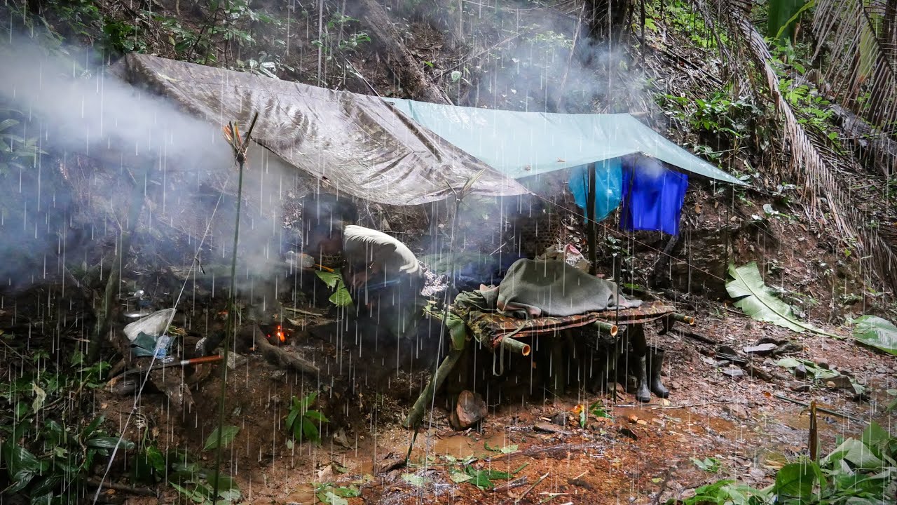 นอนป่าลึกกับจงและมั่วฤดูฝนในห้วยข้างลำธาร ฝนตกเกือบตลอดเวลาหลังคาดีหลับอย่างสบาย2วัน1คืน [วรวิช]