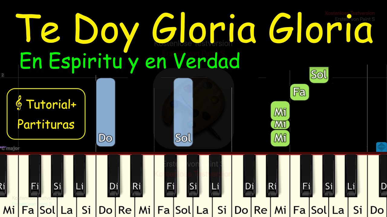 TE DOY GLORIA GLORIA Piano Tutorial Facil Partitura Acordes Pista