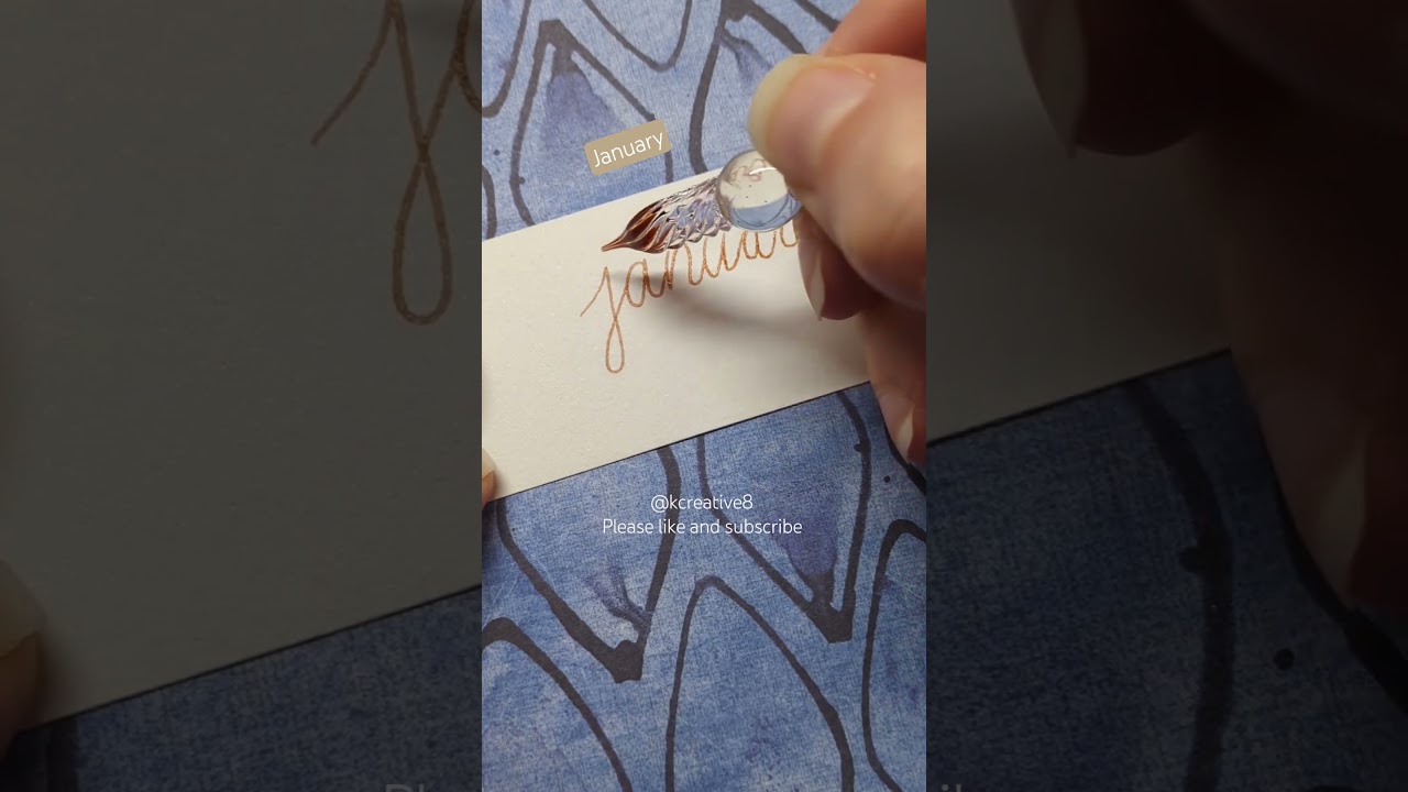 January Gold Ink Glass Pen Lettering