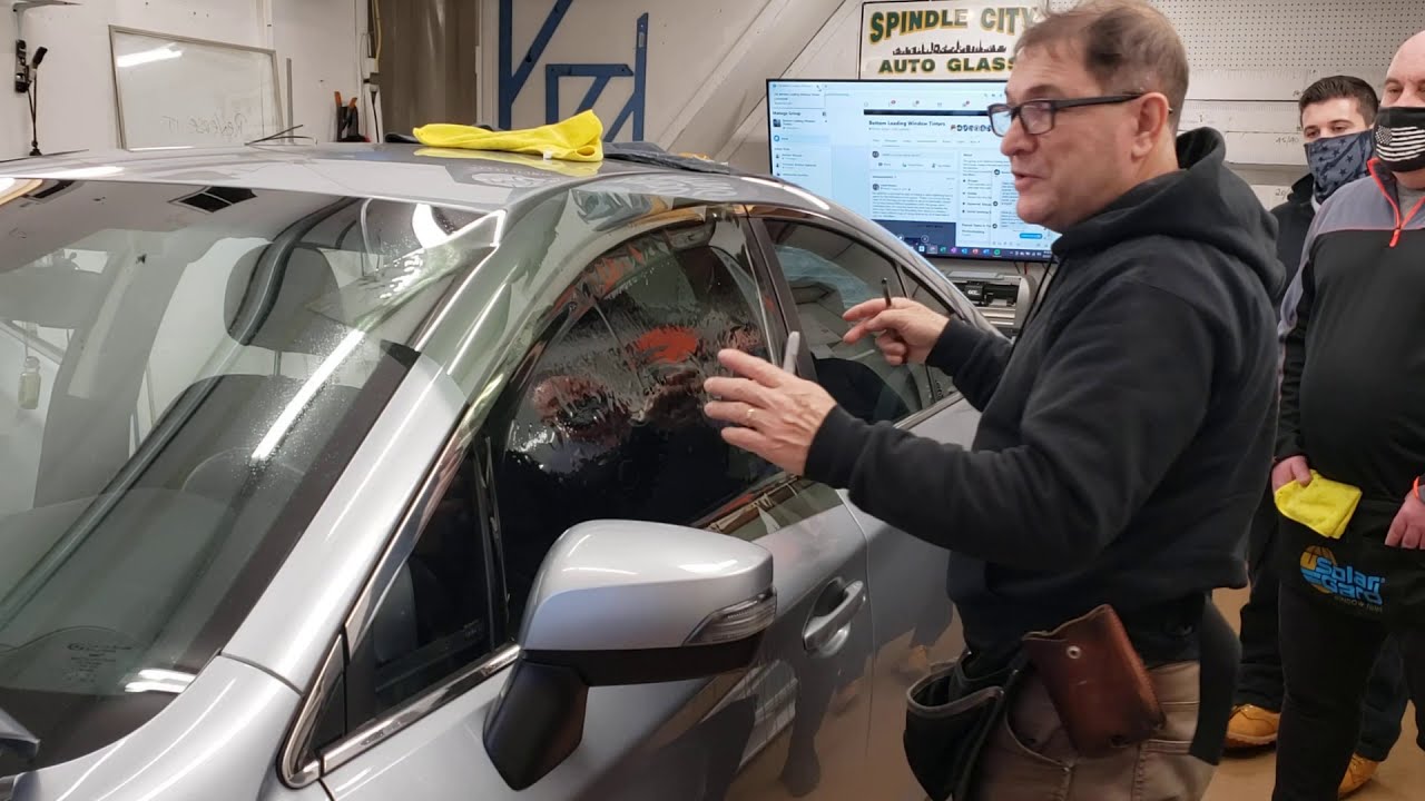 Window Tinting, Film cutting for a sedan in 12 minutes using a sharpie to mark the cuts