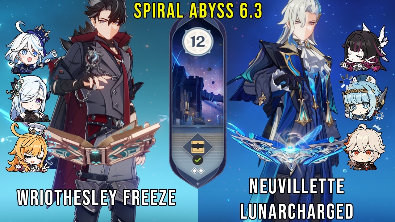 C0 Wriothesley Freeze and C0 Neuvillette Lunarcharged | Genshin Impact Abyss 6.3 Floor 12 9 Stars