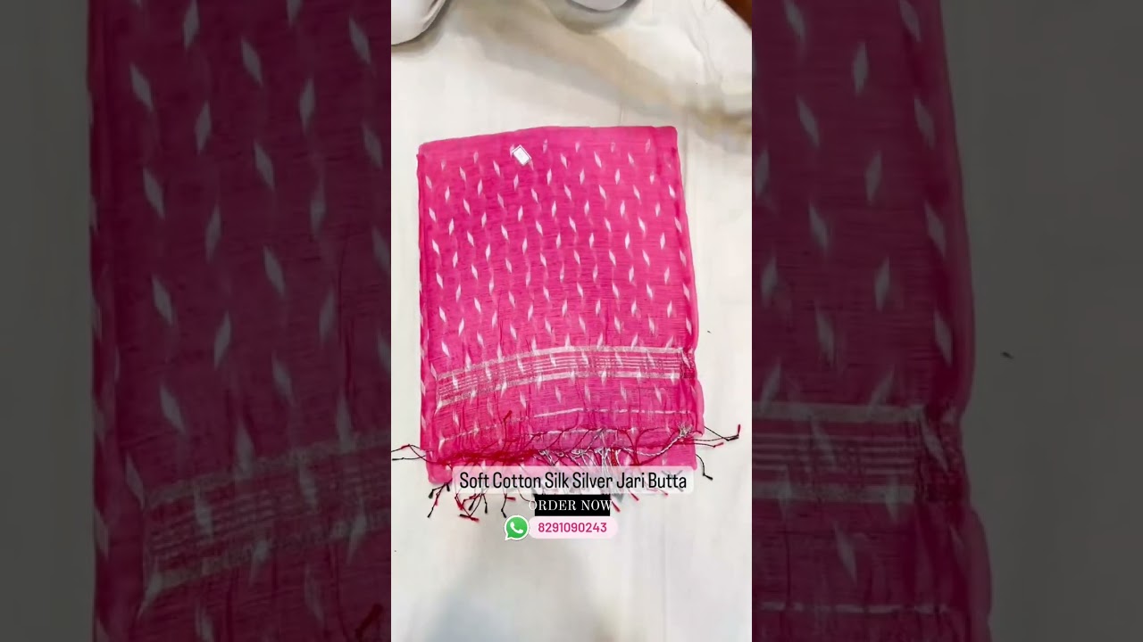 Soft Cotton Silk Silver Jari Butta | WhatsApp 8291090243 #saree #sareeshort #cottonsilk #silksaree