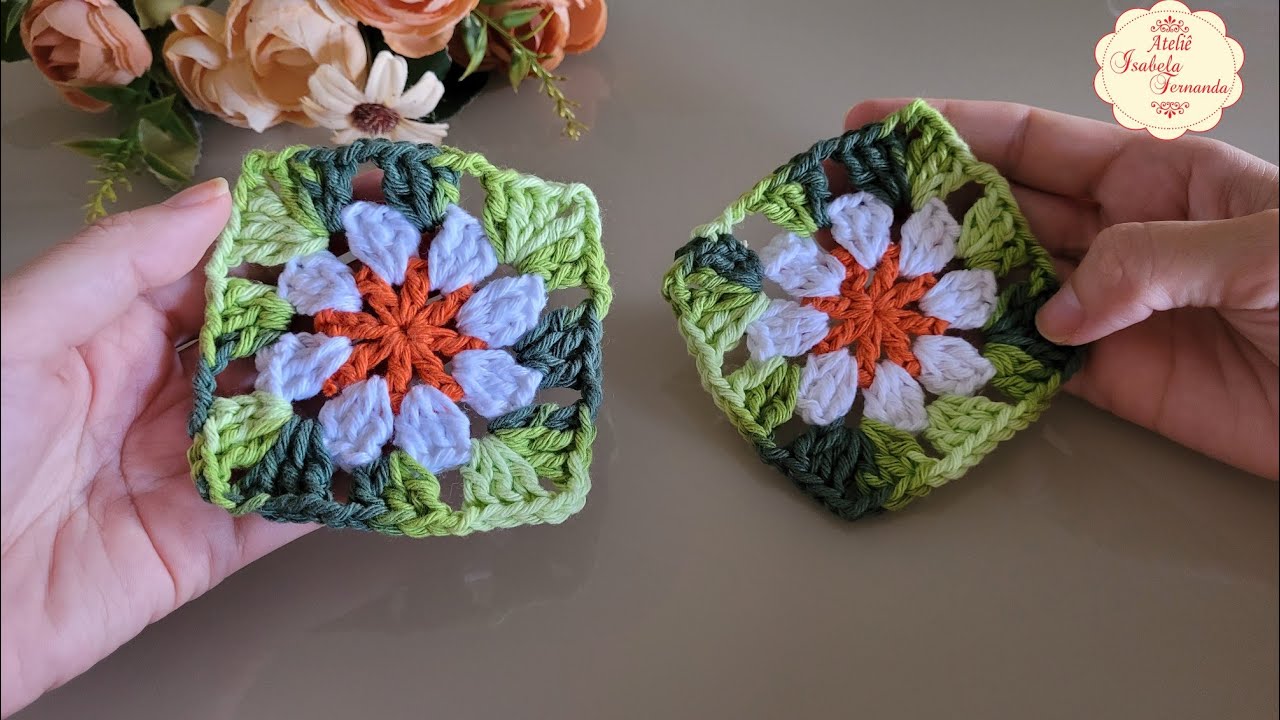 Flor Rasteira Manu Squere de Crochê Fácil e Rápido