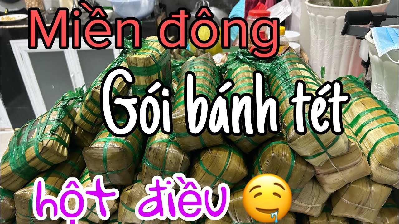 Cách gói bánh tét hột điều của dân miền đông. Gói Bánh tét đi làm từ thiện Mái Ấm Tình Mẹ 2 clip 217