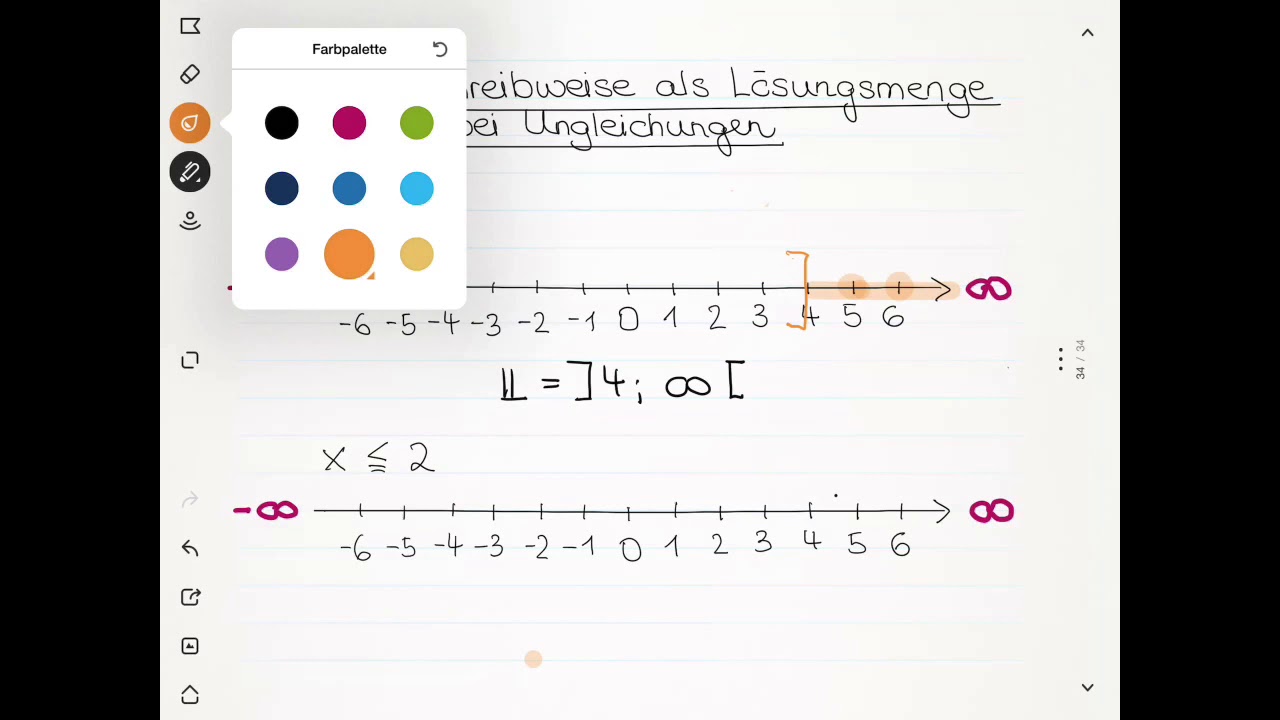 Intervallschreibweise als Lösungsmenge bei Ungleichungen