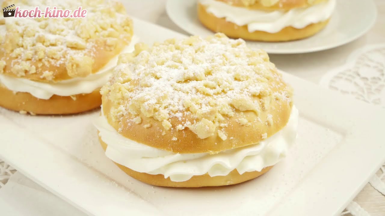 Streuseltaler mit Vanillecreme - Puddingteilchen Rezept wie vom B&auml;cker