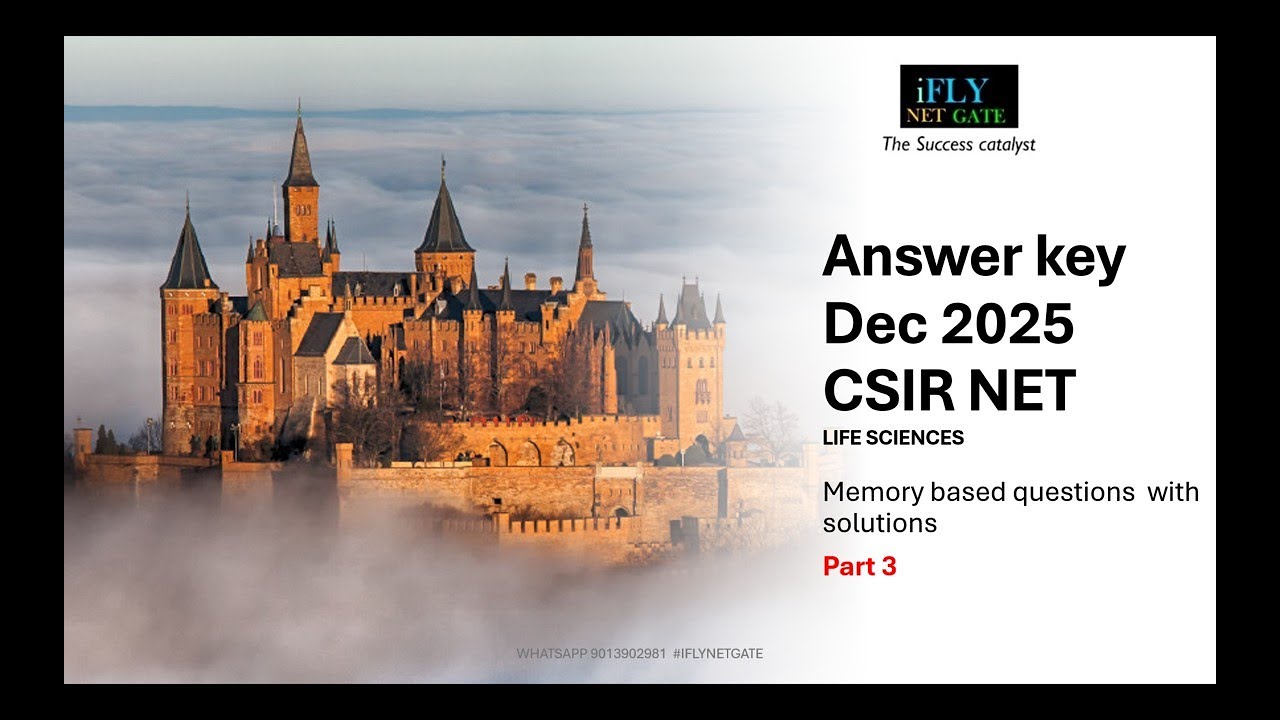 answer key dec 2025 csir net  life science part 3