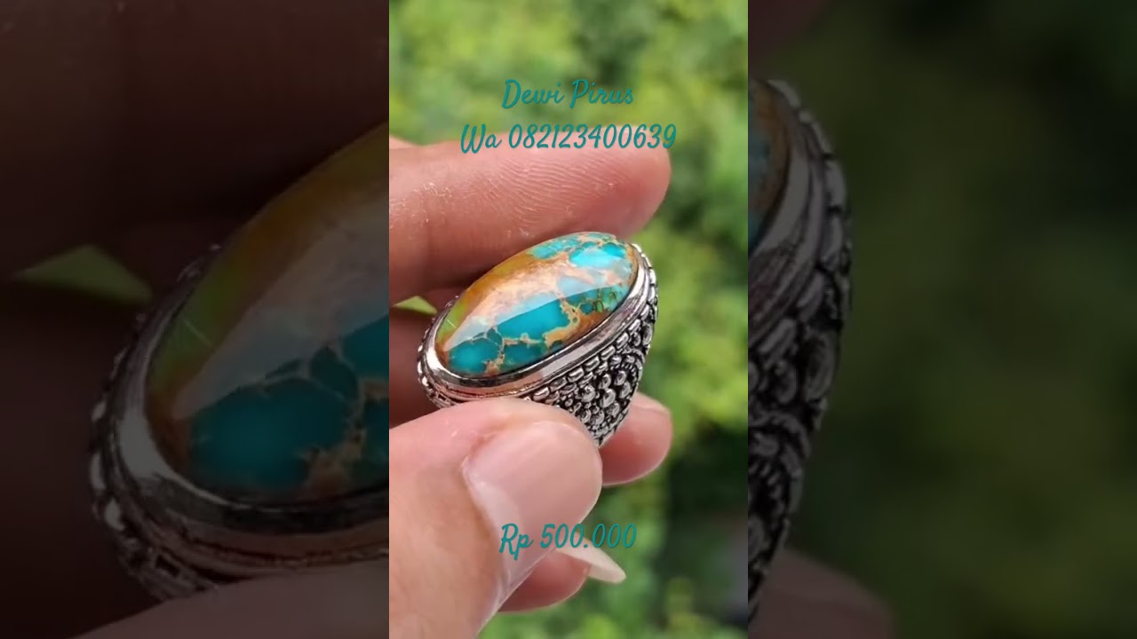 Cincin Batu Pirus Persia Iran Ring Alpaka #batuakik #batumewah #gemstone #jewelry #turquoise #fyp