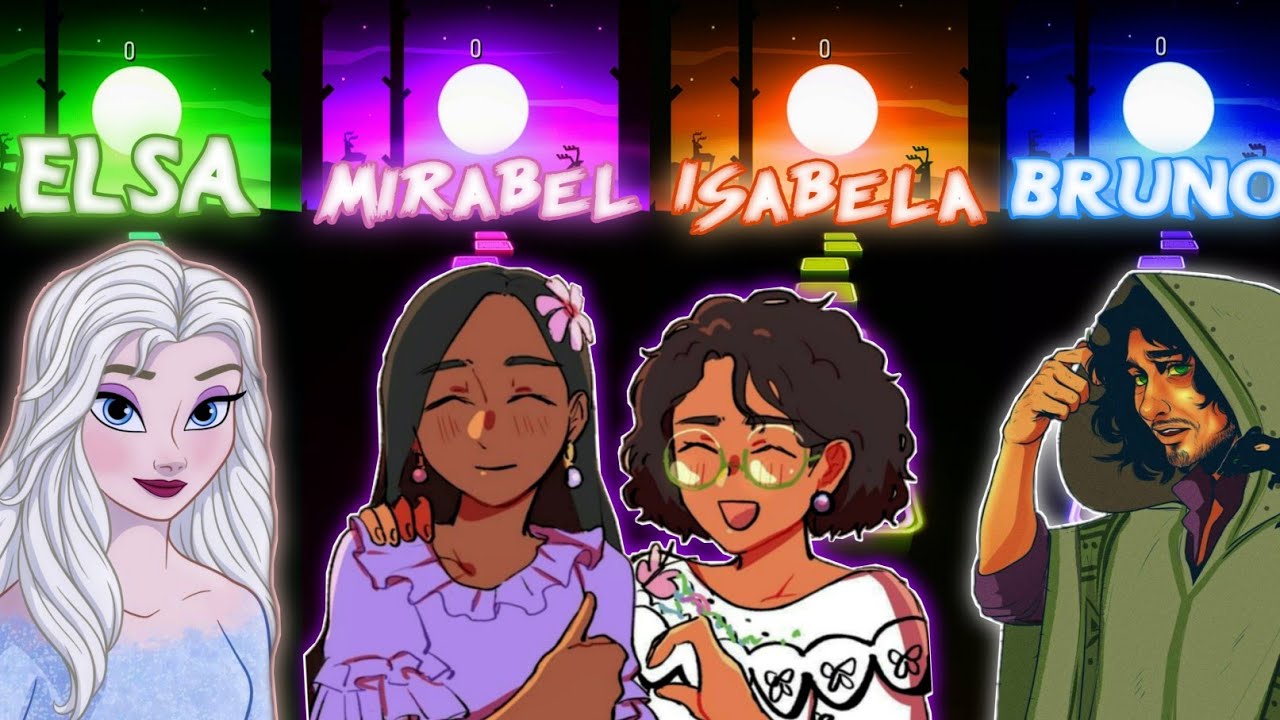 Bruno Vs Elsa Vs Mirabel Vs Isabela || Tiles Hop Edm Rush || We Don't Talk About Bruno || Encanto
