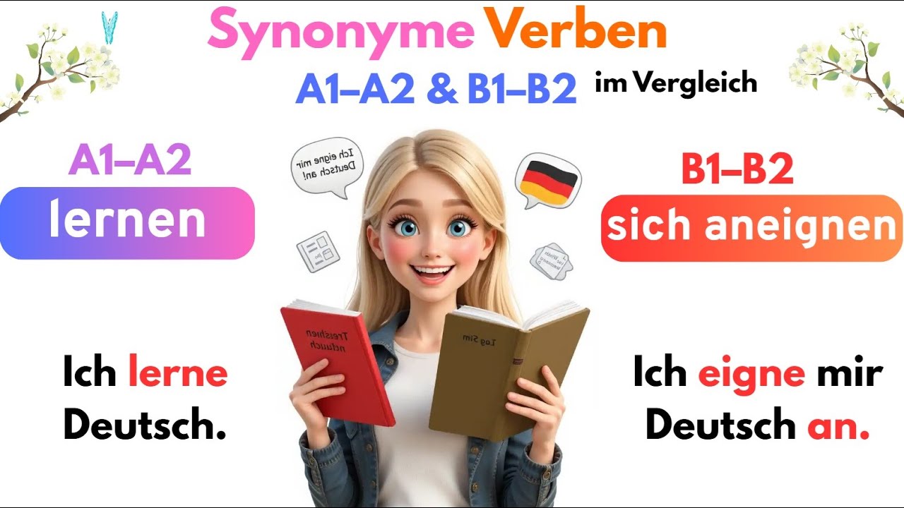 100 Verben im Vergleich: A1–A2 vs. B1–B2 – gleiche Bedeutung, neues Niveau | Deutsch lernen