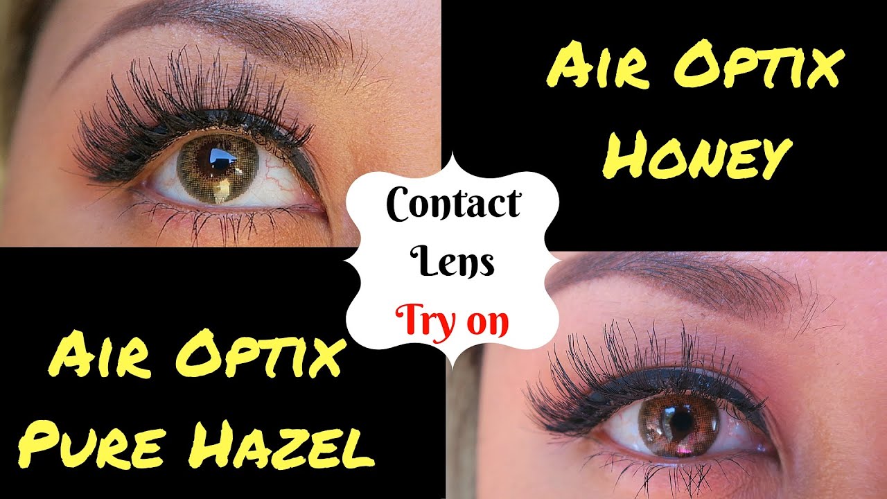 Air Optix Colors Try On: Honey & Pure Hazel on Dark Brown Eyes HD - MaryMelzTV