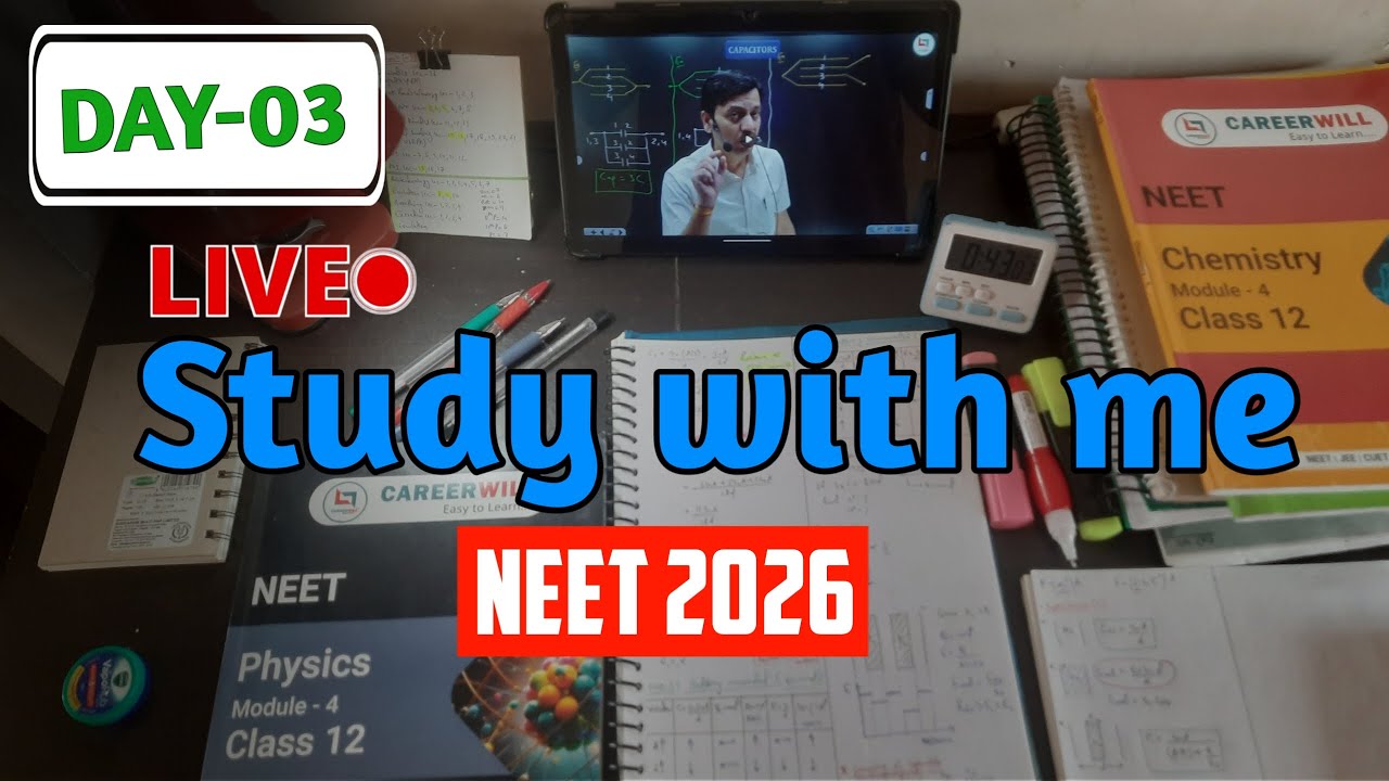 STUDY WITH ME | 🔴 LIVE | DAY-03 OF NEET PREPARATION | HUSAIN MALIK #studywithme #neet