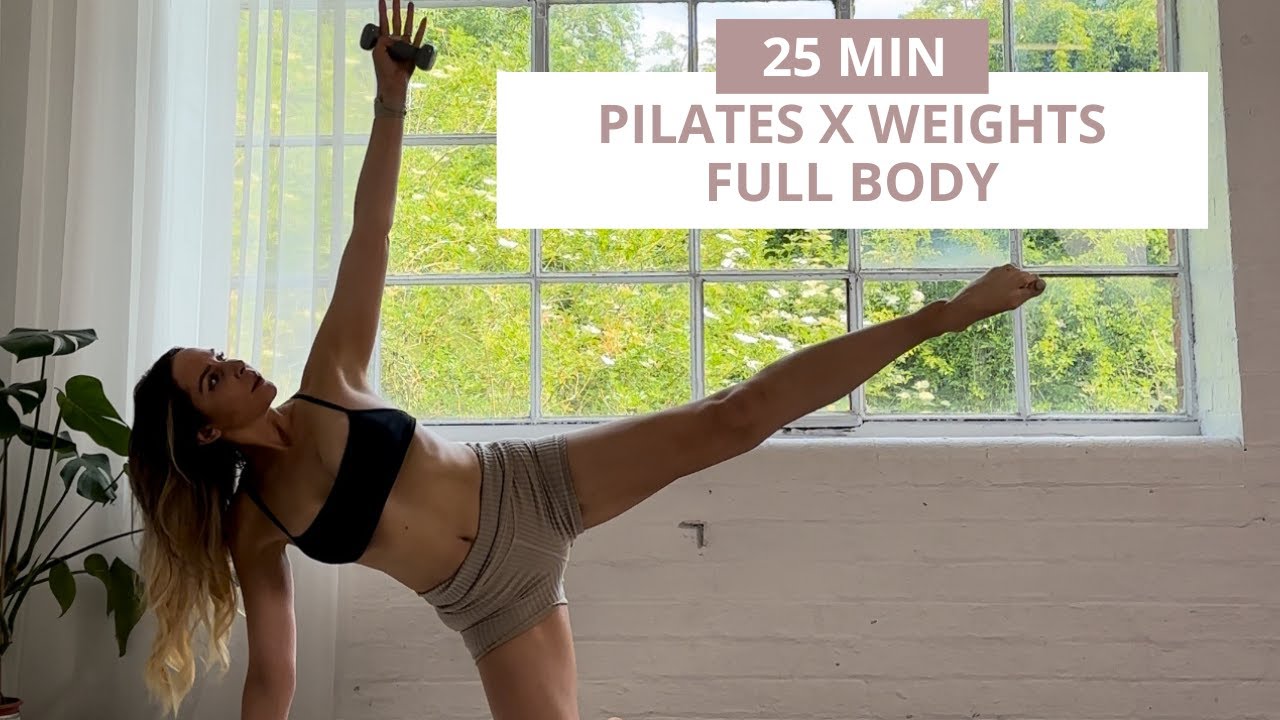 PILATES X WEIGHTS II 25 MIN FULL BODY (Day 1 of 14 day challenge) Beginner to Intermediate
