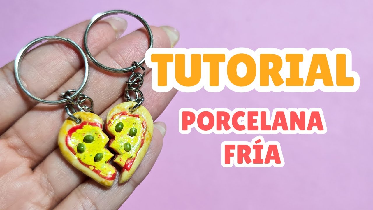 Cómo hacer dijes PARA COMPARTIR de Pizza Corazón - Tutorial PORCELANA FRÍA