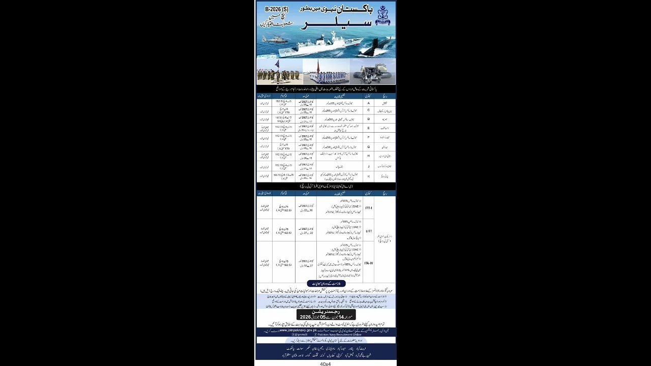 Job Advertisement Pakistan Navy sailor B 2026 