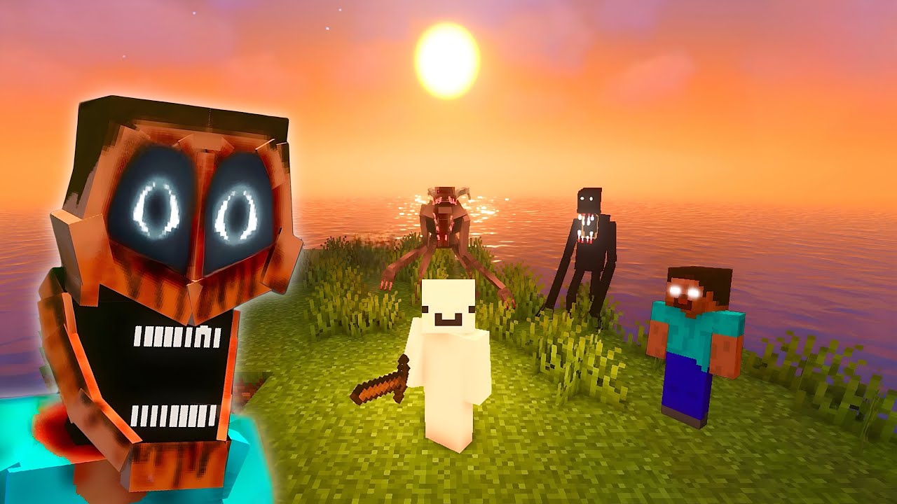 Выживание с мимикером на острове в Minecraft
