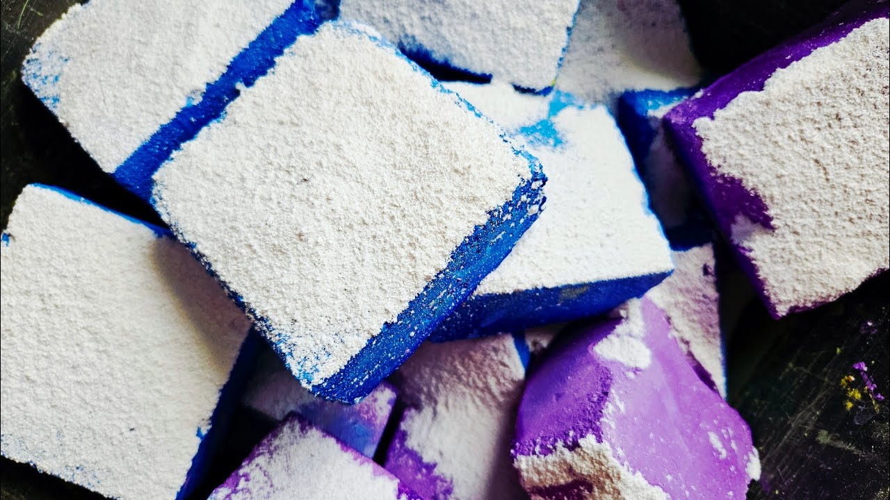 Blue & Purple Gym Chalk Crushing ASMR 💙💜 | Ultra Satisfying Powdery Crumble Sounds