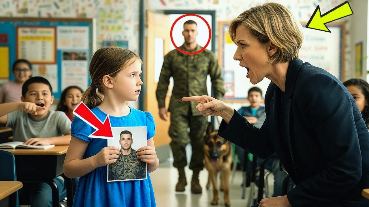 Maestra se burla de niña Tu papá es solo un marine, no es importante — Se congela cuando entra con