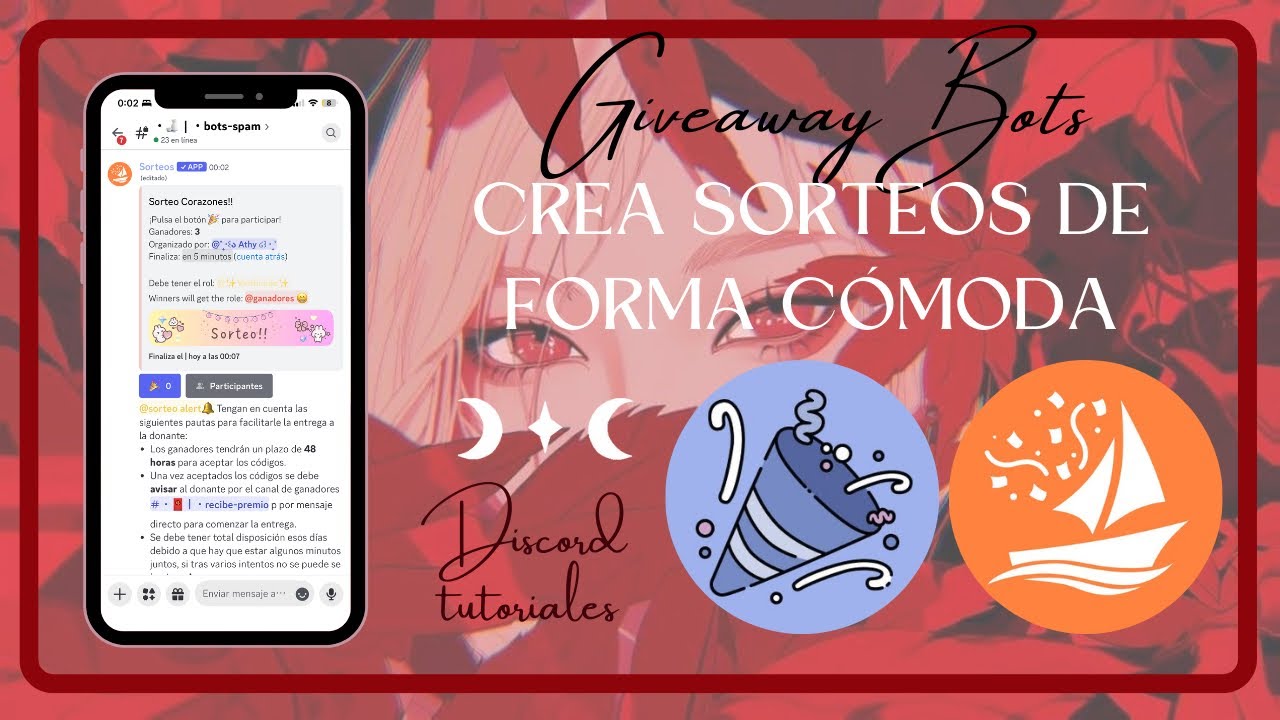 SORTEOS de forma sencilla  - Giveaway bot y boat | Servidor de Discord - Tutorial en teléfono 📱