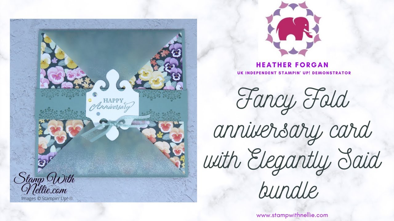How to make a fancy fold Anniversary card with Stampin' Up! Elegantly Said bundle