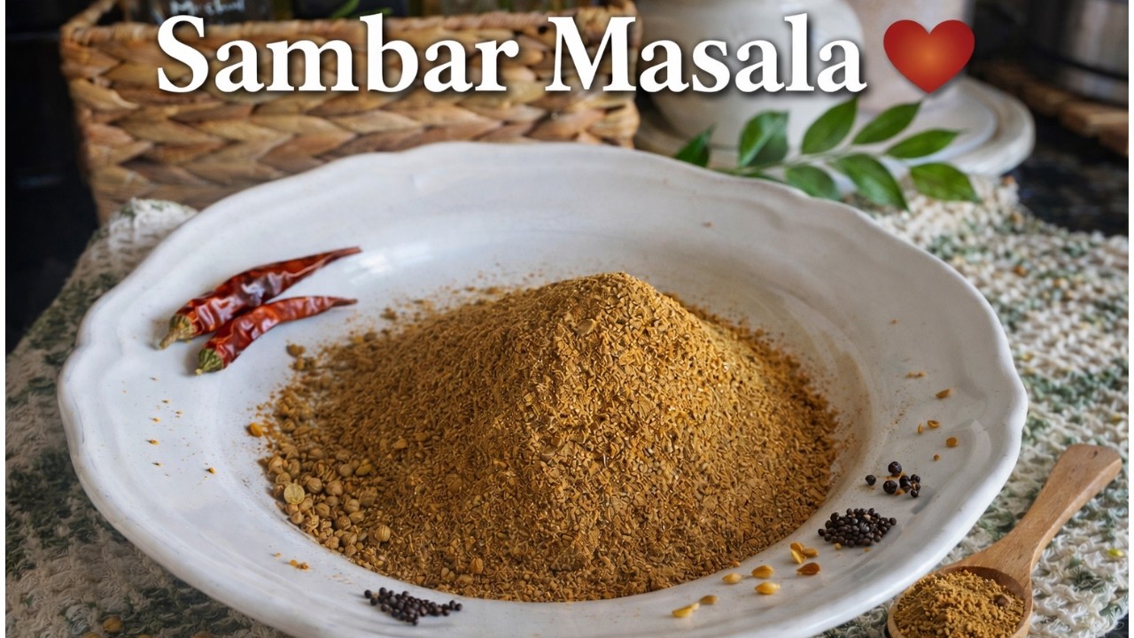 Authentic Sambar Masala Recipe | Homemade South Indian Sambar Powder