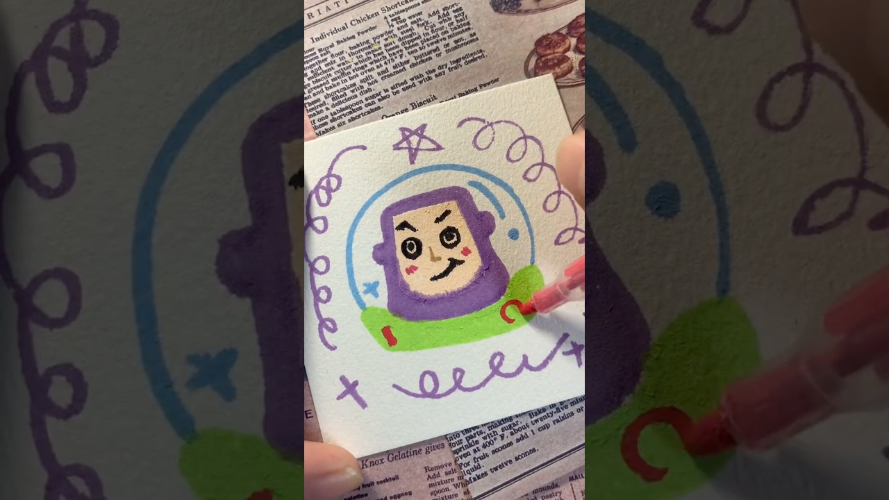 沉浸式画一只巴斯光年 Immersive drawing of Buzz Lightyear #simplesketch  #ImmersiveDrawing #简笔画 #art  #painting