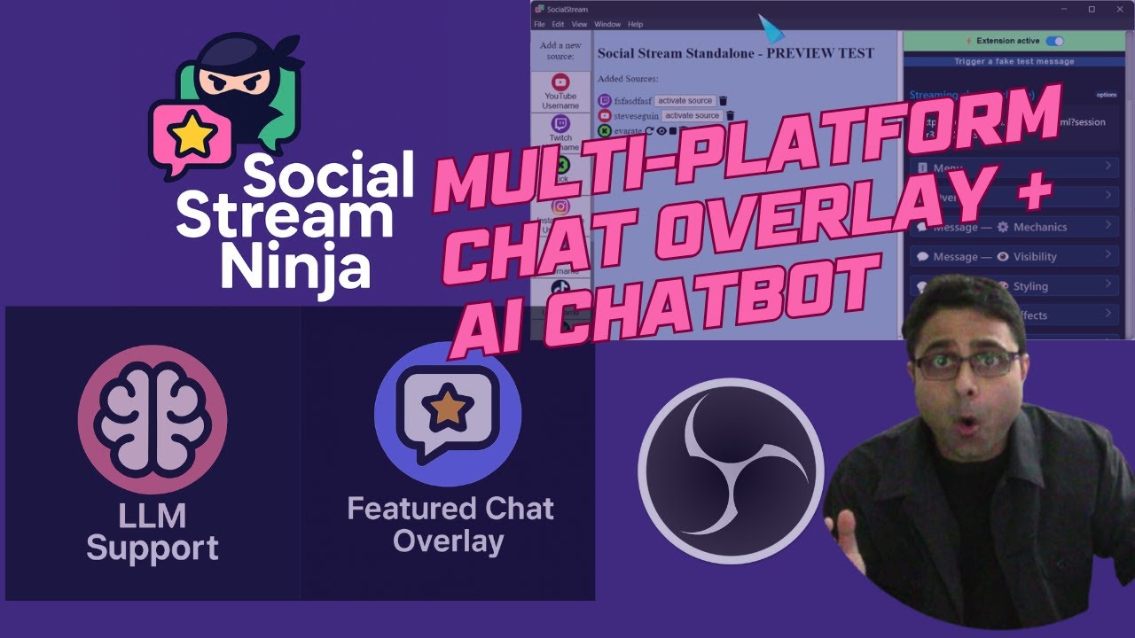 How to Use Social Stream Ninja in OBS | Multi-Platform Chat Overlay + AI Chatbot Tutorial
