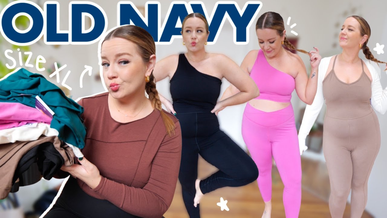 trying on NEW workout outfits from OLD NAVY! (size XL)