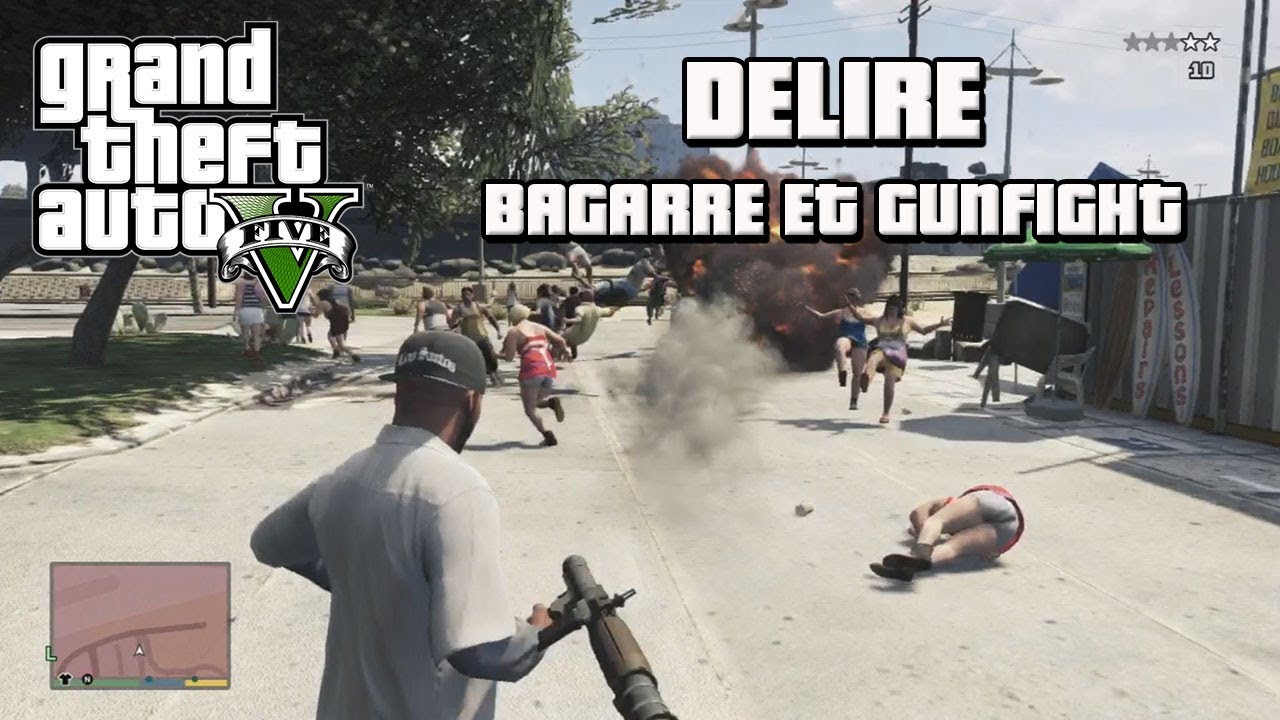 GTA V Délire - Bagarre et GunFight avec les Flics