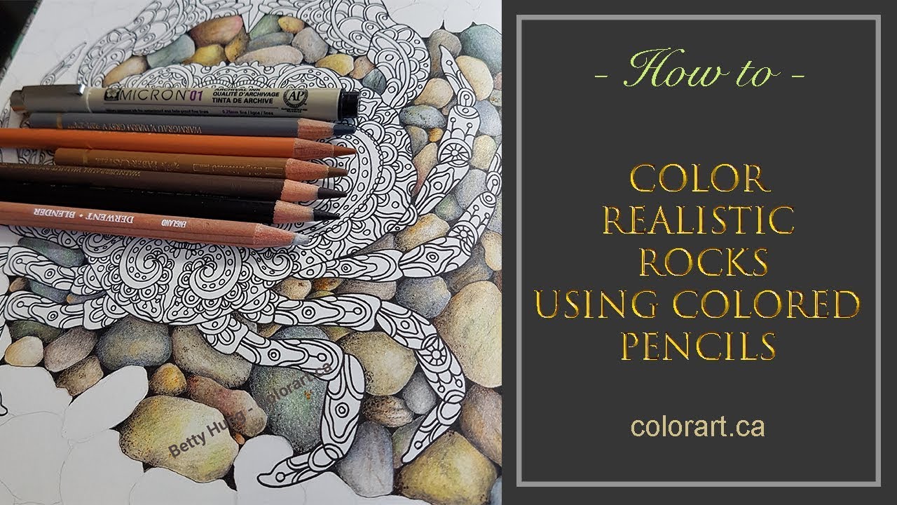How to color realistic rocks using colored pencils