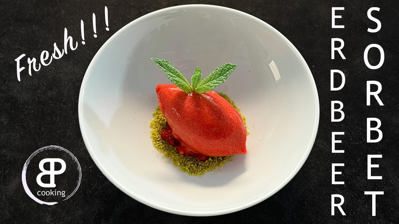 Fruchtig, frisches Erdbeersorbet, das einfache Rezept mit & ohne Eismaschine.