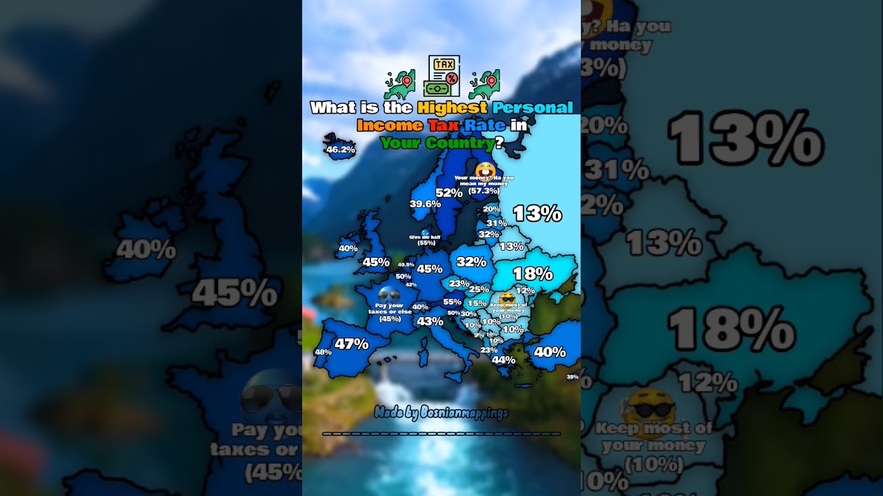 What is the highest personal income tax rate in your country? #europe #mapping #geography #shorts