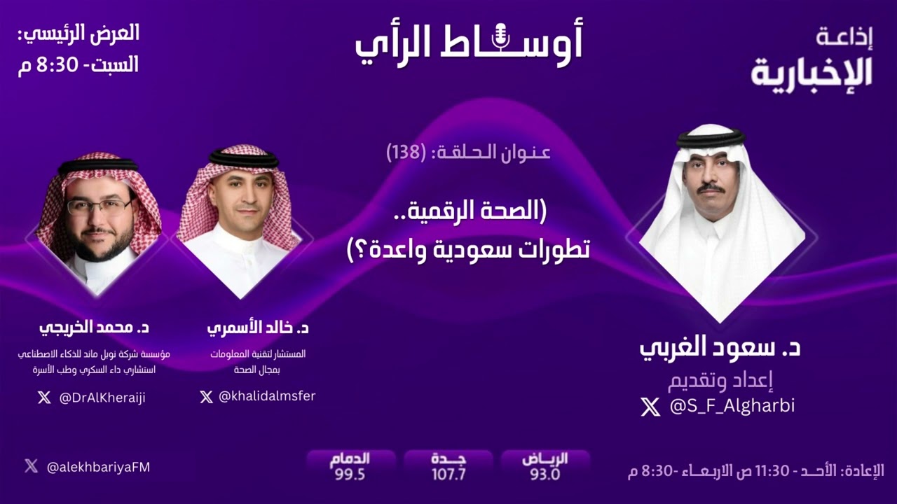 الصحة الرقمية.. تطورات سعودية واعدة؟ | حلقة 138 من برنامج أوساط الرأي - إذاعة الإخبارية