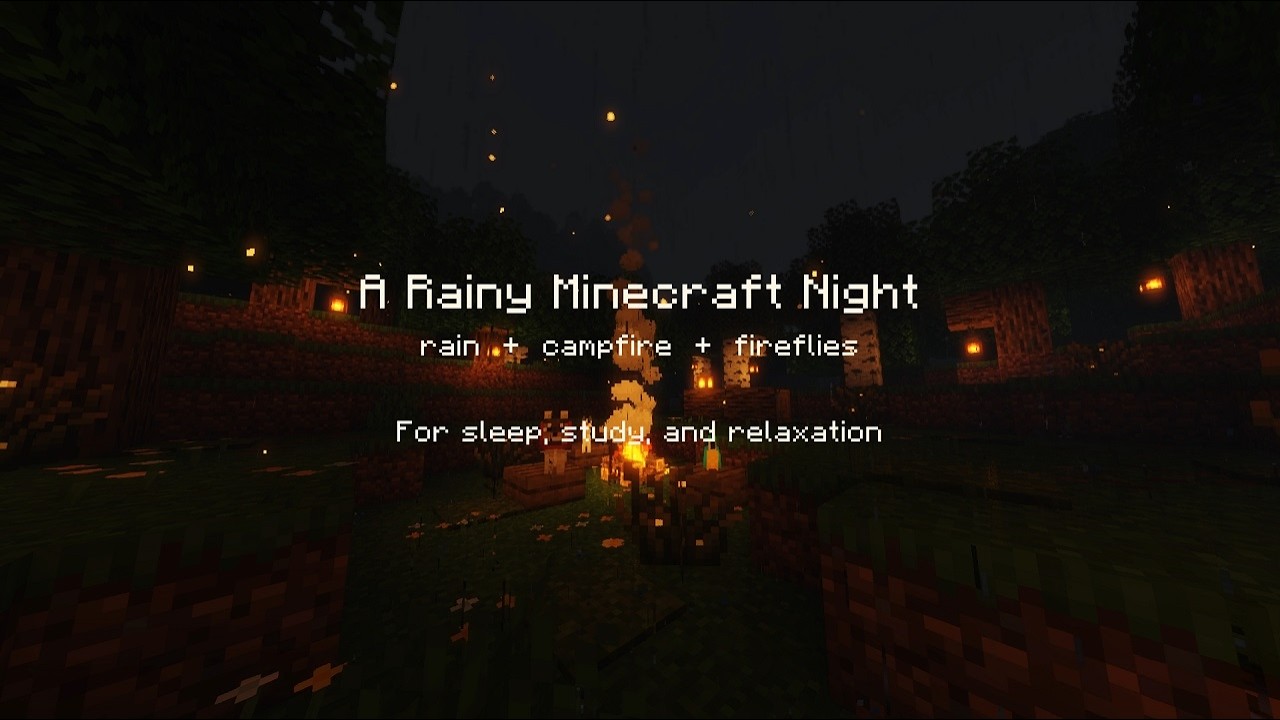 A Rainy Minecraft Night Music & Ambience | Sleep, Study, Relaxation | 7.5 Hours