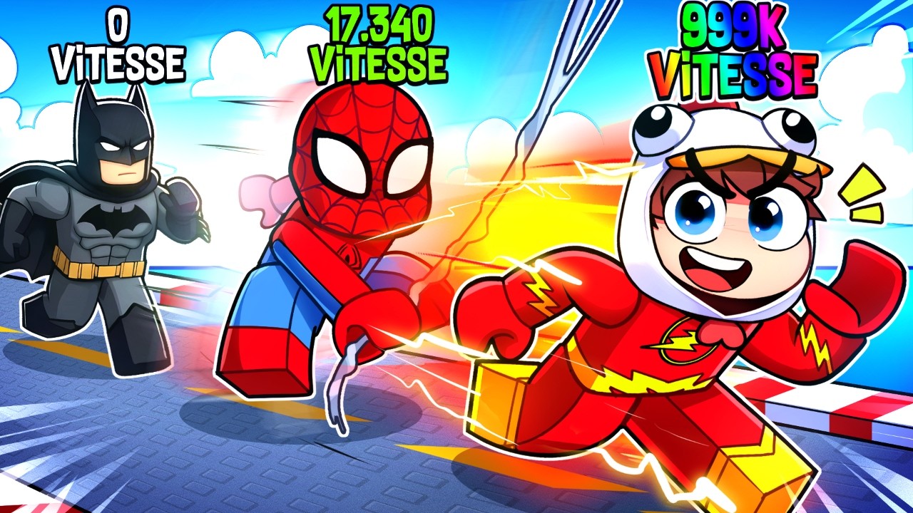 Chaque seconde +1 VITESSE en SUPER HÉROS pour VAINCRE THANOS dans ROBLOX !