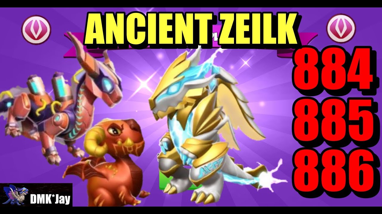 Got the ANCIENT ZEILK, DYNAMO and HELLISH dragons as the 884,885,886th - Dragon Mania Legends -