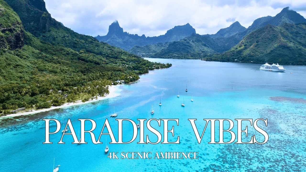 Flying Over French Polynesia 4K Island Ambience