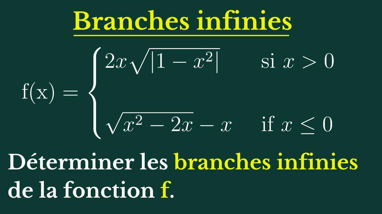 Comment d&eacute;terminer les branches infinies d'une fonction num&eacute;rique. 1S-TS