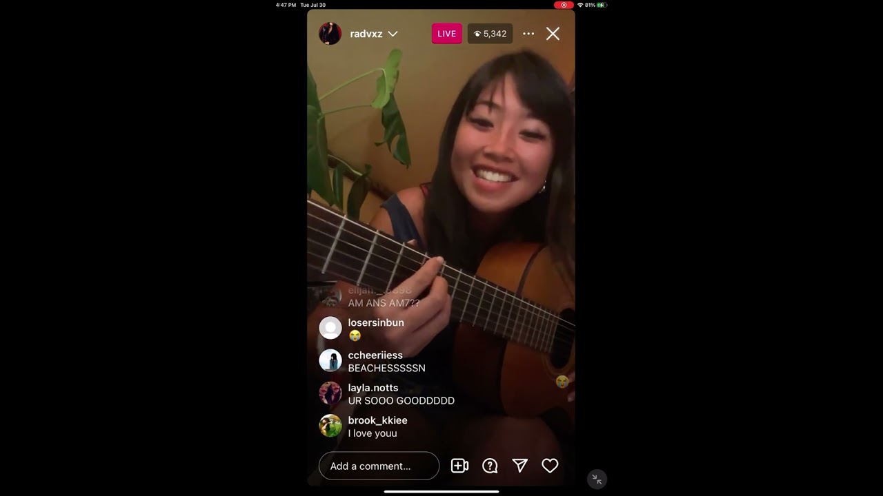 Beabadoobee IG Live Beaches tutorial