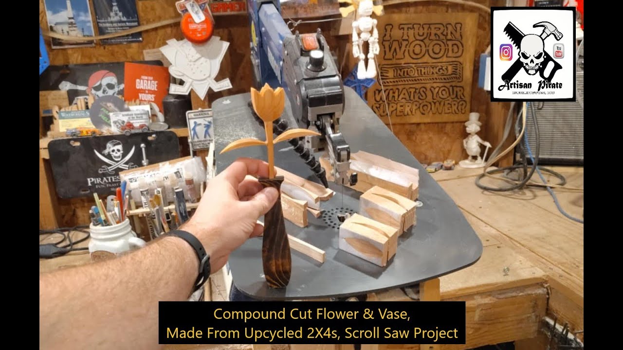 Compound Cut Flower & Vase, Made From Upcycled 2X4s, Scroll Saw Project