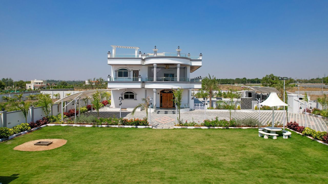 Aerial View of Luxury Farm House in Moinabad