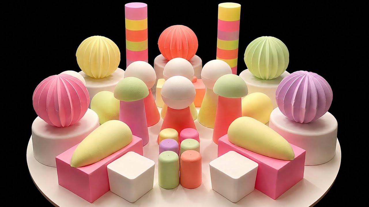 ASMR | Different shapes mix bright colors baking soda | 베이킹 소다  Perfect🍡