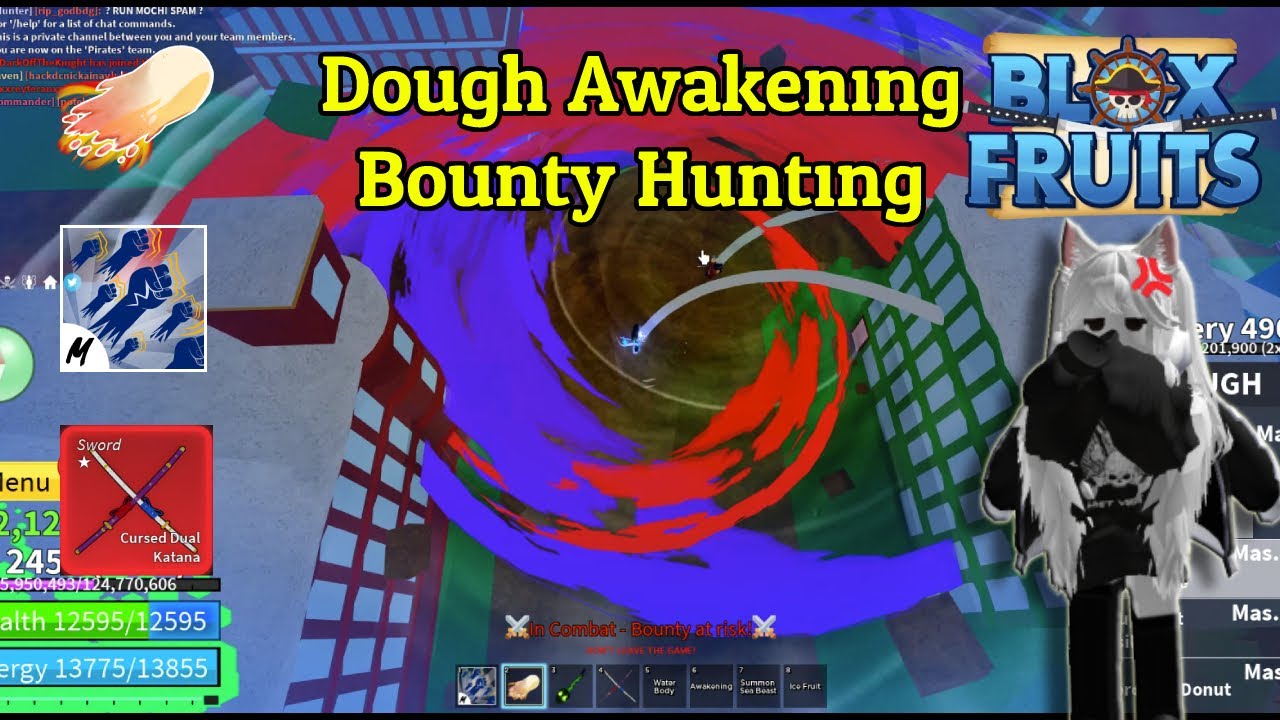 Dough Awakening/V2 + God Human + Cdk Combo (Blox Fruits Bounty Hunting)
