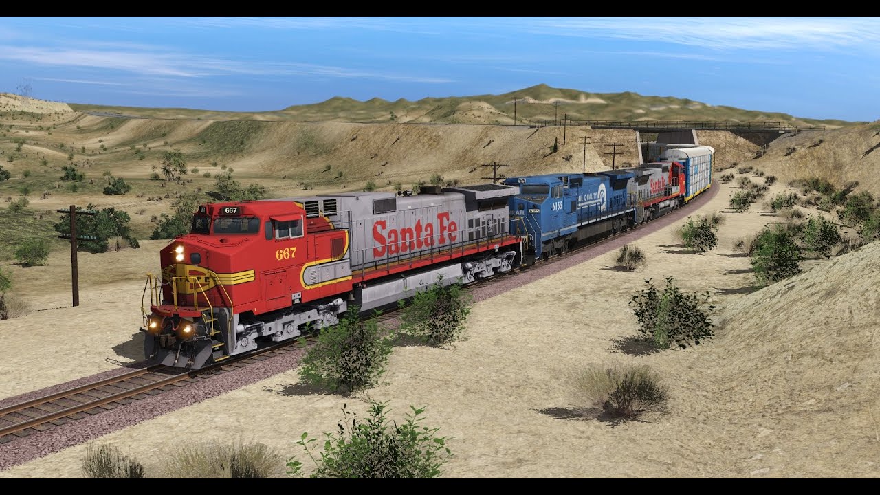 Trainz Runby: ATSF Autorack Descending Cajon Pass